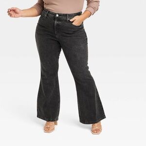Ava & Viv Women’s High-Rise Flare Jeans Black Wash Size 22